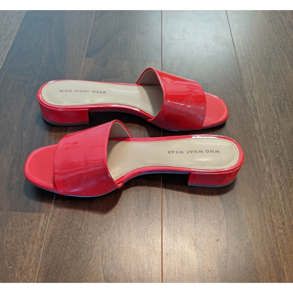 BNIB Who What Wear Patent Red Slides (Sz 8)